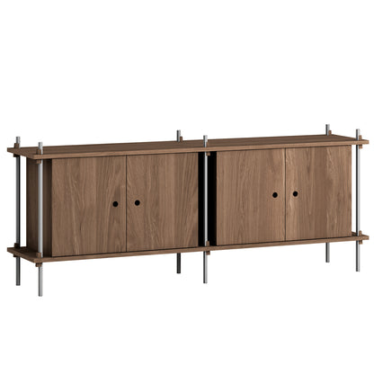 Shelving System Sets by Moebe / S.65.2.D / Stainless Steel Uprights / Smoked Oak