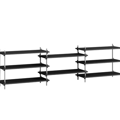 Shelving System Sets by Moebe / S.65.3.A / Stainless Steel Uprights / Black Painted Oak