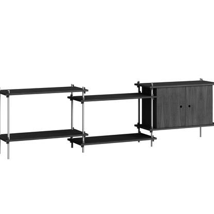 Shelving System Sets by Moebe / S.65.3.B / Stainless Steel Uprights / Black Painted Oak