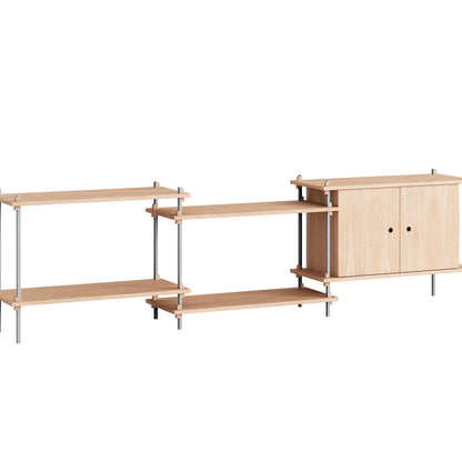 Shelving System Sets by Moebe / S.65.3.B / Stainless Steel Uprights / Oiled Oak