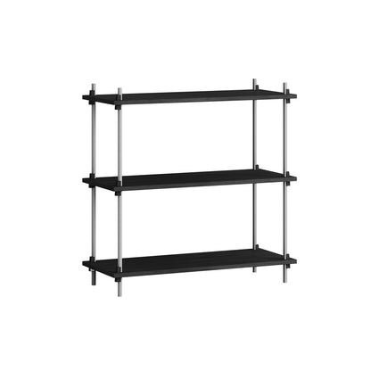 Shelving System Sets (85 cm) by Moebe - S.85.1.A / Stainless Steel Uprights / Black Painted Oak