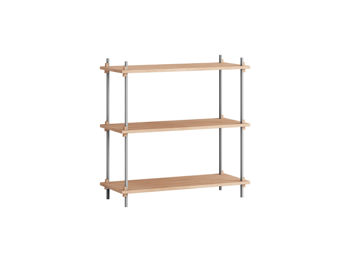 Shelving System Sets (85 cm) by Moebe - S.85.1.A / Stainless Steel Uprights / Oiled Oak