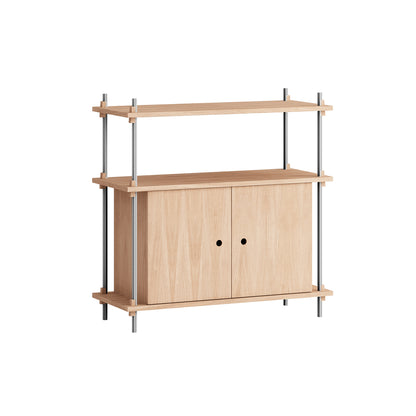 Shelving System Sets (85 cm) by Moebe - S.85.1.B / Stainless Steel Uprights / Oiled Oak