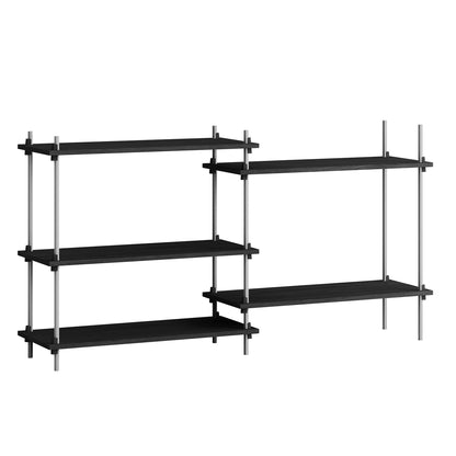 Shelving System Sets (85 cm) by Moebe - S.85.2.A / Stainless Steel Uprights / Black Painted Oak