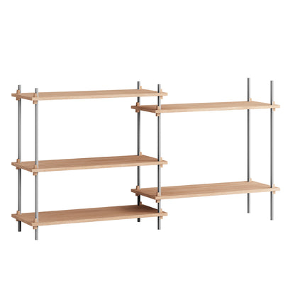 Shelving System Sets (85 cm) by Moebe - S.85.2.A / Stainless Steel Uprights / Oiled Oak