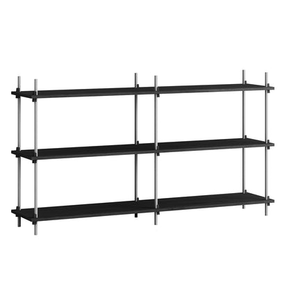 Shelving System Sets (85 cm) by Moebe - S.85.2.B / Stainless Steel Uprights / Black Painted Oak