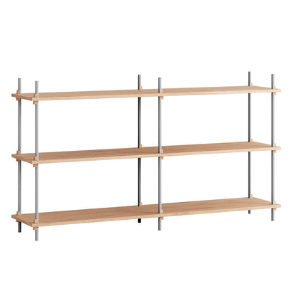 Shelving System Sets (85 cm) by Moebe - S.85.2.B / Stainless Steel Uprights / Oiled Oak