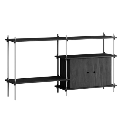 Shelving System Sets (85 cm) by Moebe - S.85.2.C / Stainless Steel Uprights / Black Painted Oak