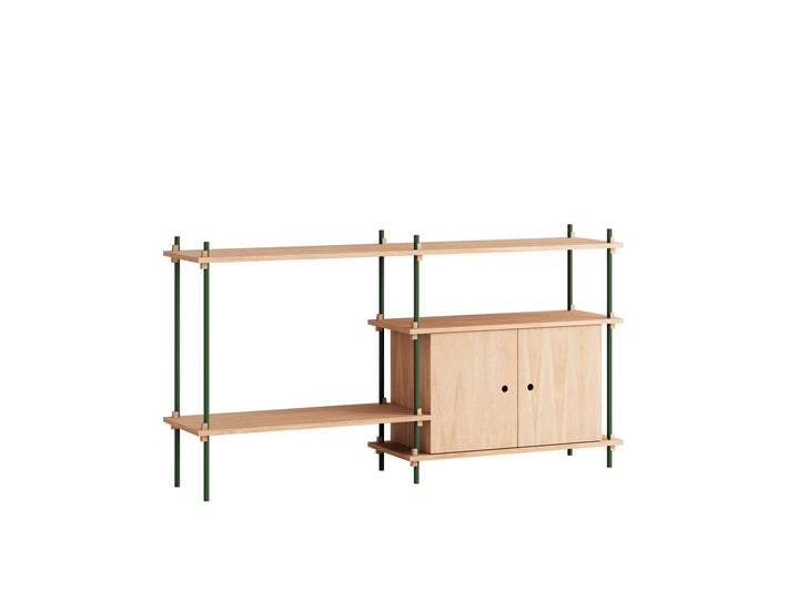 Moebe Shelving System - S.85.2.C Set in Pine Green / Oiled Oak