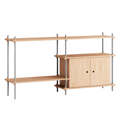 Shelving System Sets (85 cm) by Moebe - S.85.2.C / Stainless Steel Uprights / Oiled Oak