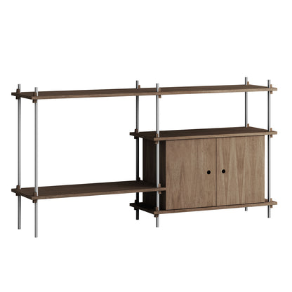 Shelving System Sets (85 cm) by Moebe - S.85.2.C / Stainless Steel Uprights / Smoked Oak