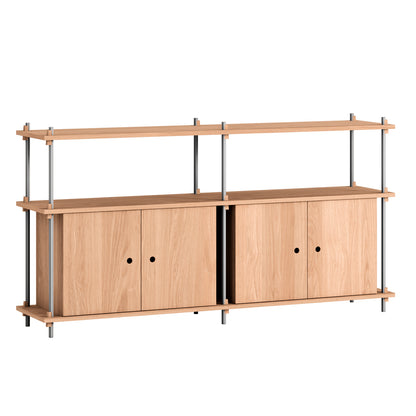Shelving System Sets (85 cm) by Moebe - S.85.2.D / Stainless Steel Uprights / Oiled Oak