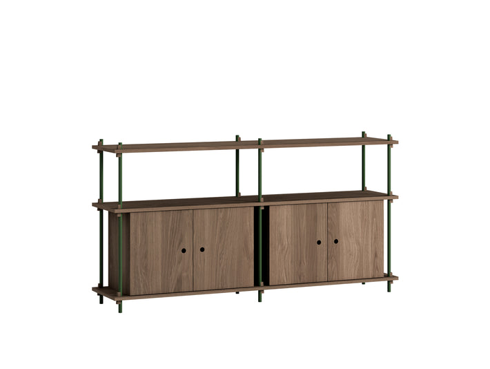 Moebe Shelving System - S.85.2.D Set in Pine Green  / Smoked Oak