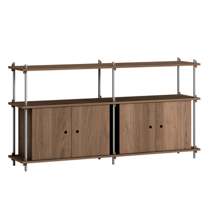 Shelving System Sets (85 cm) by Moebe - S.85.2.D / Stainless Steel Uprights / Smoked Oak