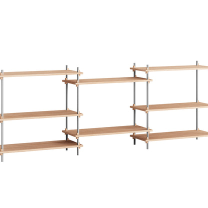 Shelving System Sets (85 cm) by Moebe - S.85.3.A / Stainless Steel Uprights / Oiled Oak