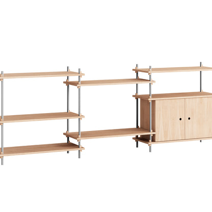 Shelving System Sets (85 cm) by Moebe - S.85.3.B / Stainless Steel Uprights / Oiled Oak