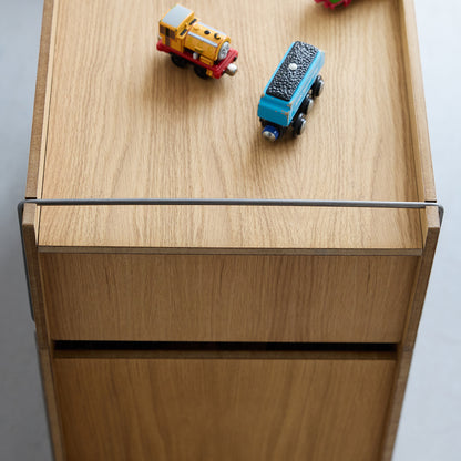Storage Tower by Moebe - Low / Oak / Stainless Steel