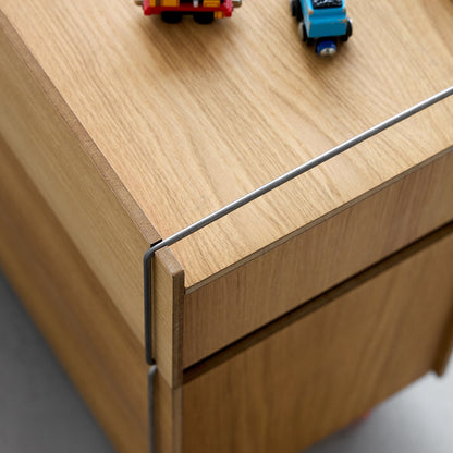 Storage Tower by Moebe - Low / Oak / Stainless Steel