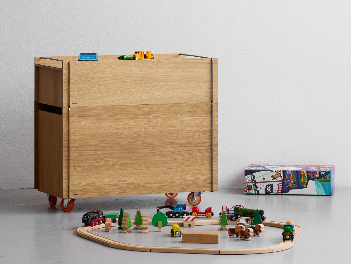 Storage Tower by Moebe - Low / Oak / Stainless Steel