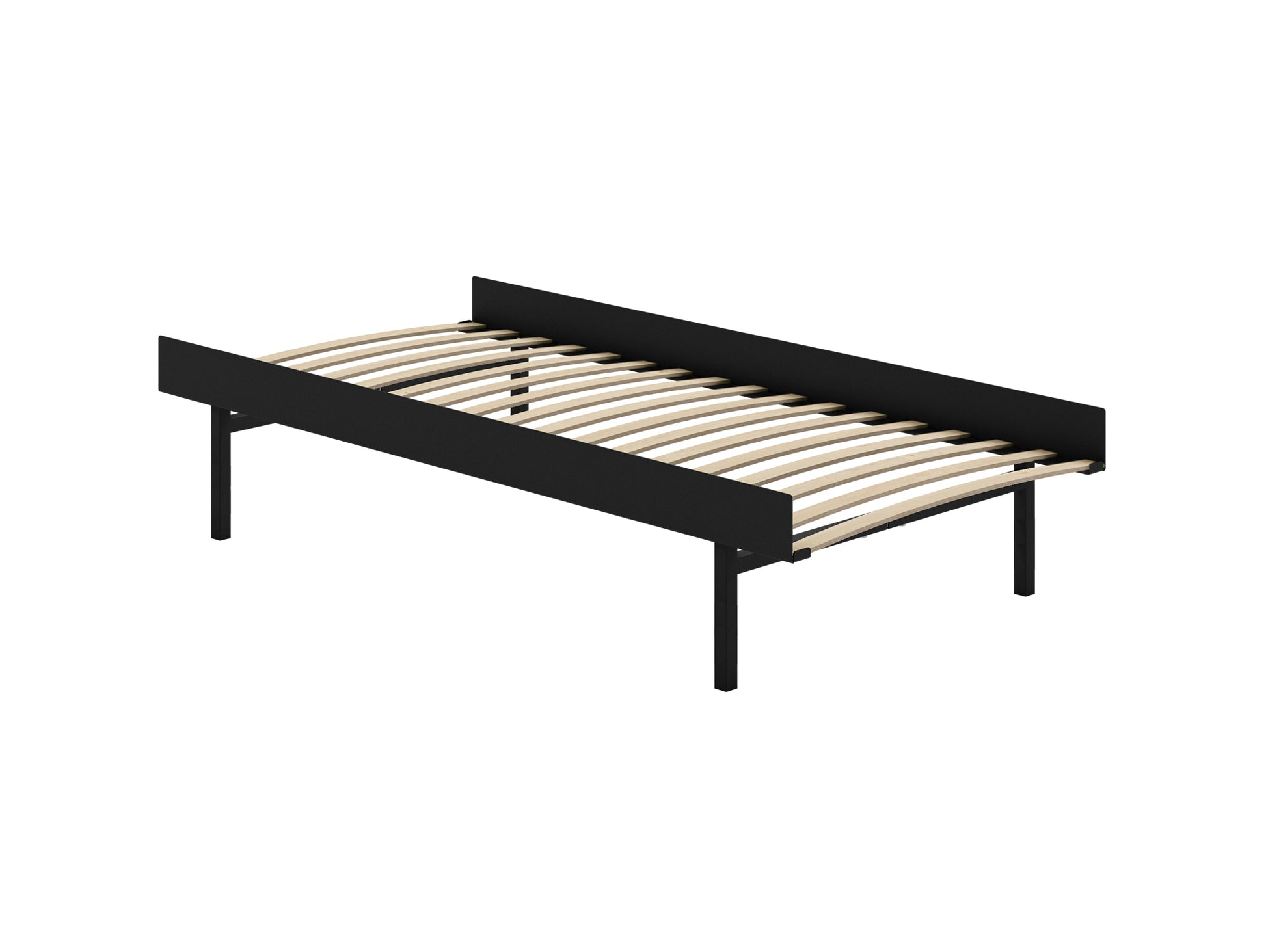 Tall Bed 90 cm by Moebe – Bed Frame with 90 cm Wide Slats / Black