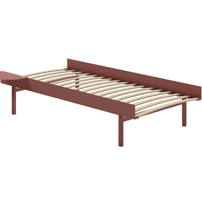 Tall Bed 90 cm by Moebe – Bed Frame / 90 cm Wide Slats / 1 Side Table / Dusty Rose