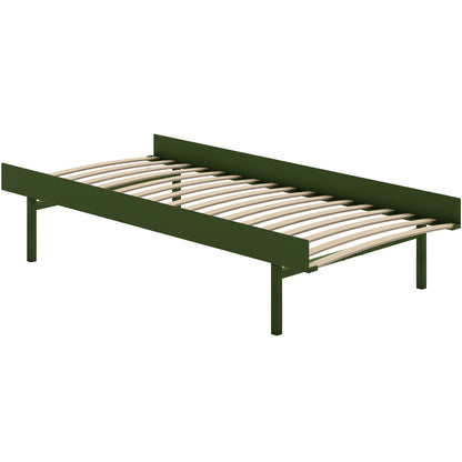 Tall Bed 90 cm by Moebe – Bed Frame with 90 cm Wide Slats / Pine Green