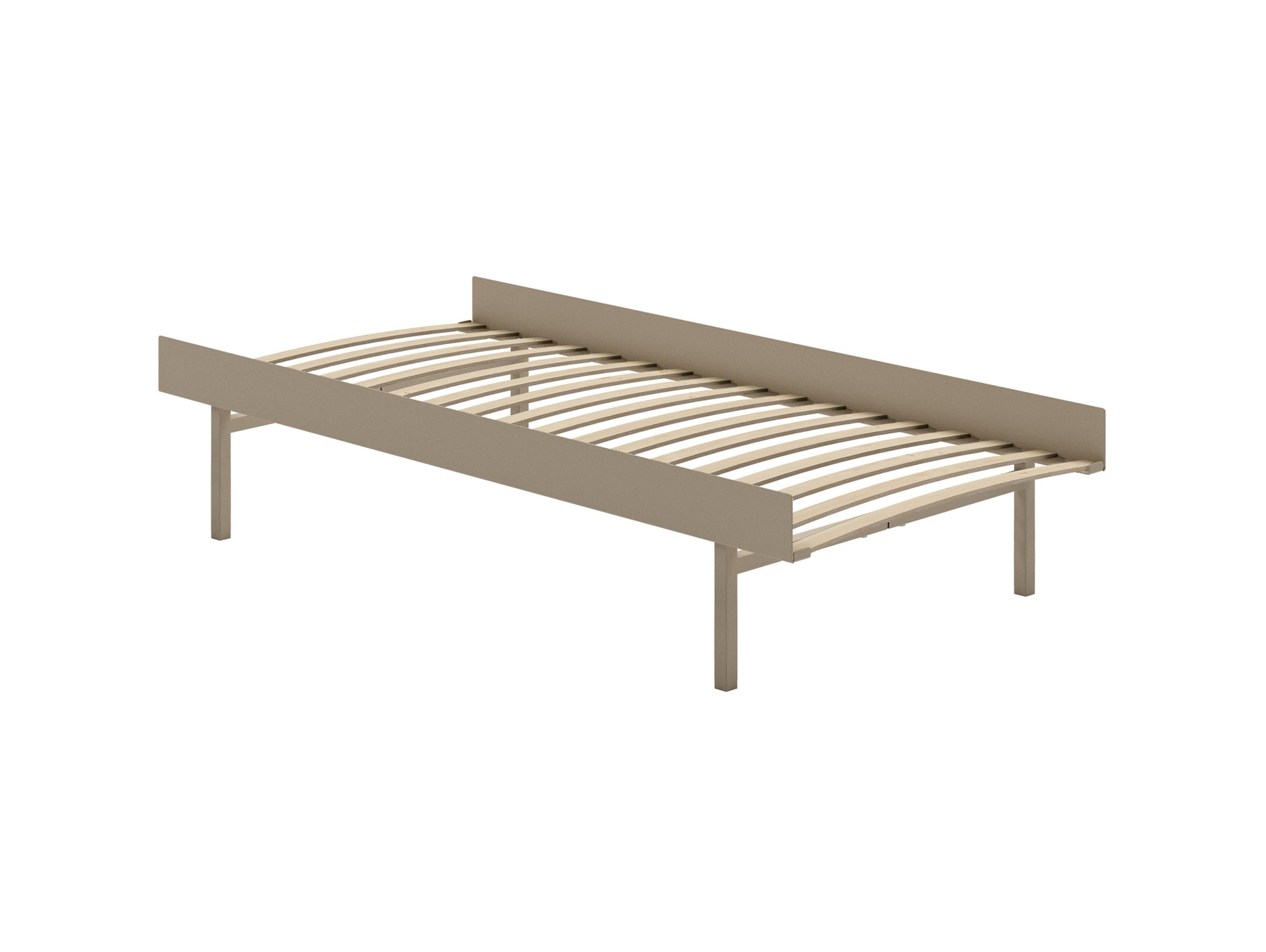 Tall Bed 90 cm by Moebe – Bed Frame with 90 cm Wide Slats / Sand