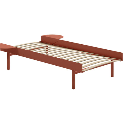 Tall Bed 90 cm by Moebe – Bed Frame / 90 cm Wide Slats / 2 Side Tables / Terracotta