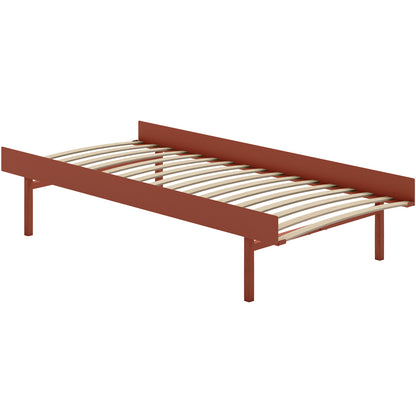 Tall Bed 90 cm by Moebe – Bed Frame with 90 cm Wide Slats / Terracotta
