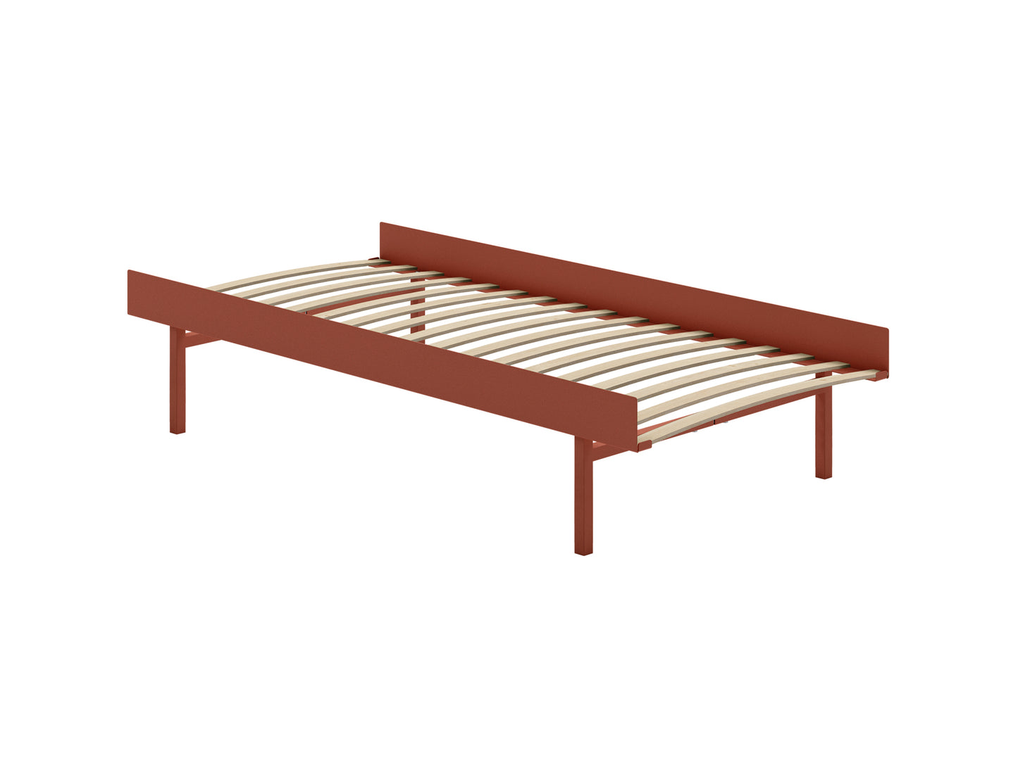 Tall Bed 90 cm by Moebe – Bed Frame with 90 cm Wide Slats / Terracotta
