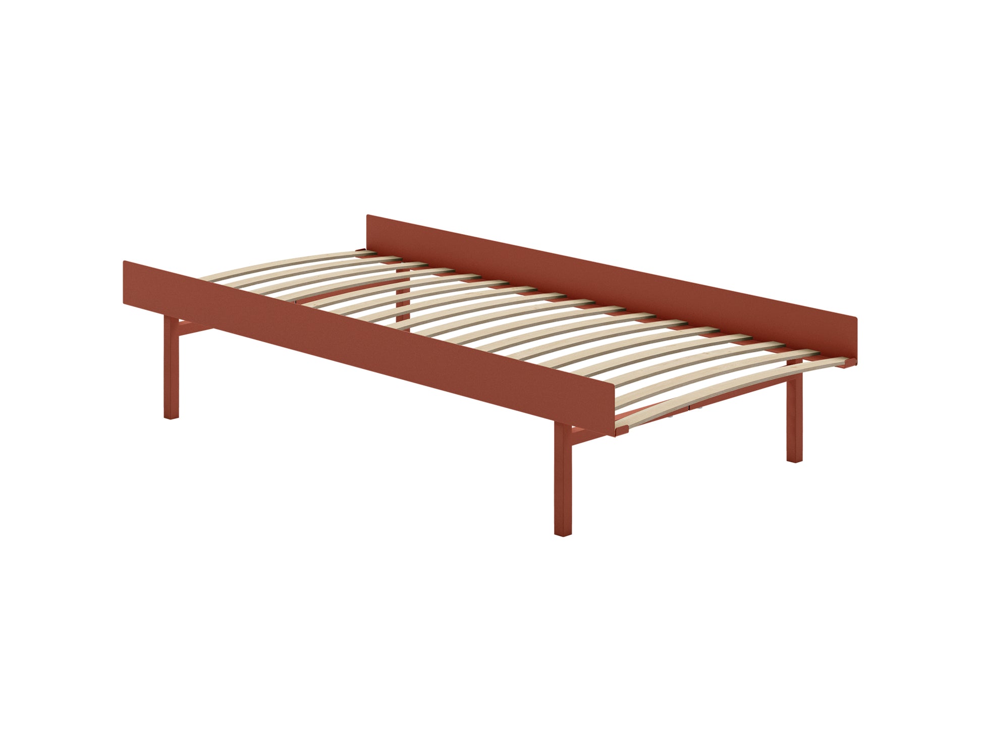 Tall Bed 90 cm by Moebe – Bed Frame with 90 cm Wide Slats / Terracotta