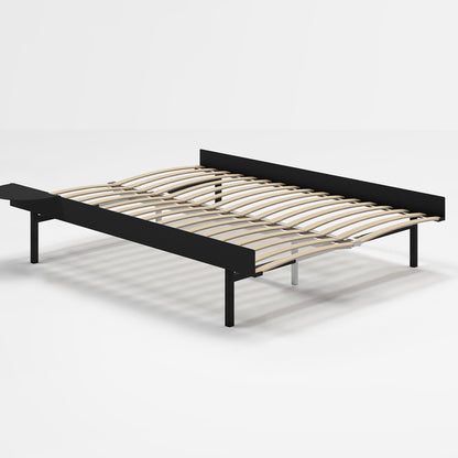 Moebe Bed 90 - 180 cm (High) Frame / with 140cm wide Slats / 1 Side Table / Black