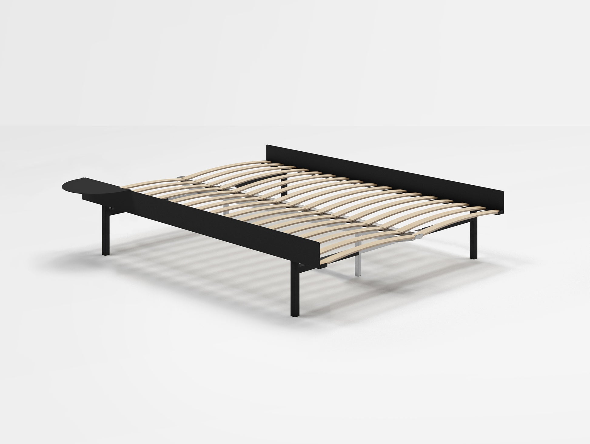 Moebe Bed 90 - 180 cm (High) Frame / with 140cm wide Slats / 1 Side Table / Black