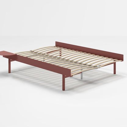 Moebe Bed 90 - 180 cm (High) Frame / with 140cm wide Slats / 1 Side Table / Dusty Rose