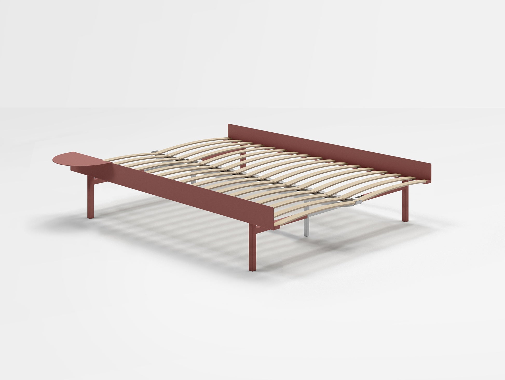 Moebe Bed 90 - 180 cm (High) Frame / with 140cm wide Slats / 1 Side Table / Dusty Rose