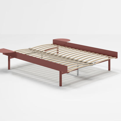 Bed 90 - 180 cm (High) by Moebe- Bed Frame / with 140 cm wide Slats /  2 Side Tables /  Dusty Rose
