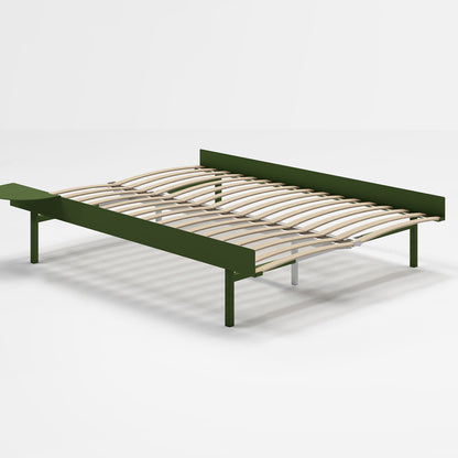 Moebe Bed 90 - 180 cm (High) Frame / with 140cm wide Slats / 1 Side Table / Pine Green