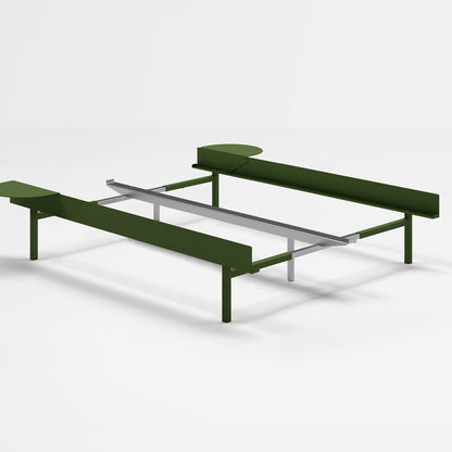 Moebe Bed 90 - 180 cm (High) Frame / No Slats /  2 Side Tables / Pine Green