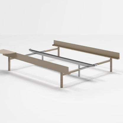 Moebe Bed 90 - 180 cm (High) Frame / No Slats /  1 Side Table / Sand