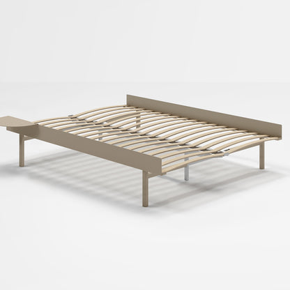 Moebe Bed 90 - 180 cm (High) Frame / with 140cm wide Slats /  1 Side Table / Sand