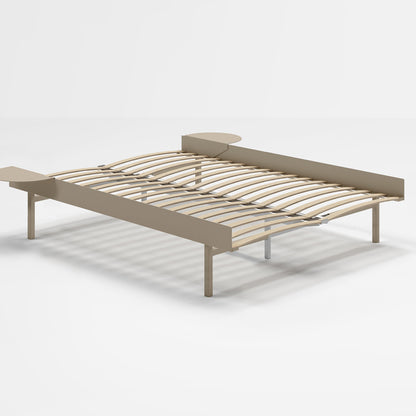 Moebe Bed 90 - 180 cm (High) Frame / with 140cm wide Slats /  2 Side Tables / Sand