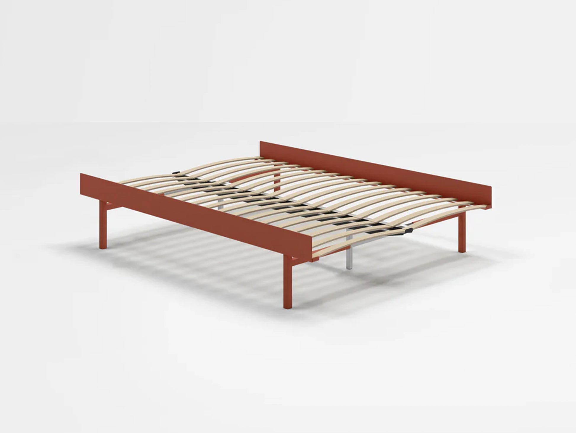 Bed 90 - 180 cm (High) by Moebe- Bed Frame / with 140 cm wide Slats / Terracotta
