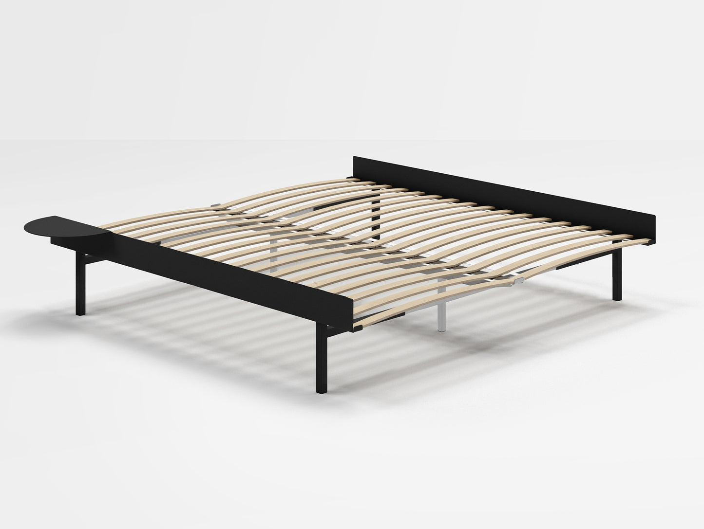 Moebe Bed 90 - 180 cm (High) Frame / with 180cm wide Slats /  1 Side Table / Black