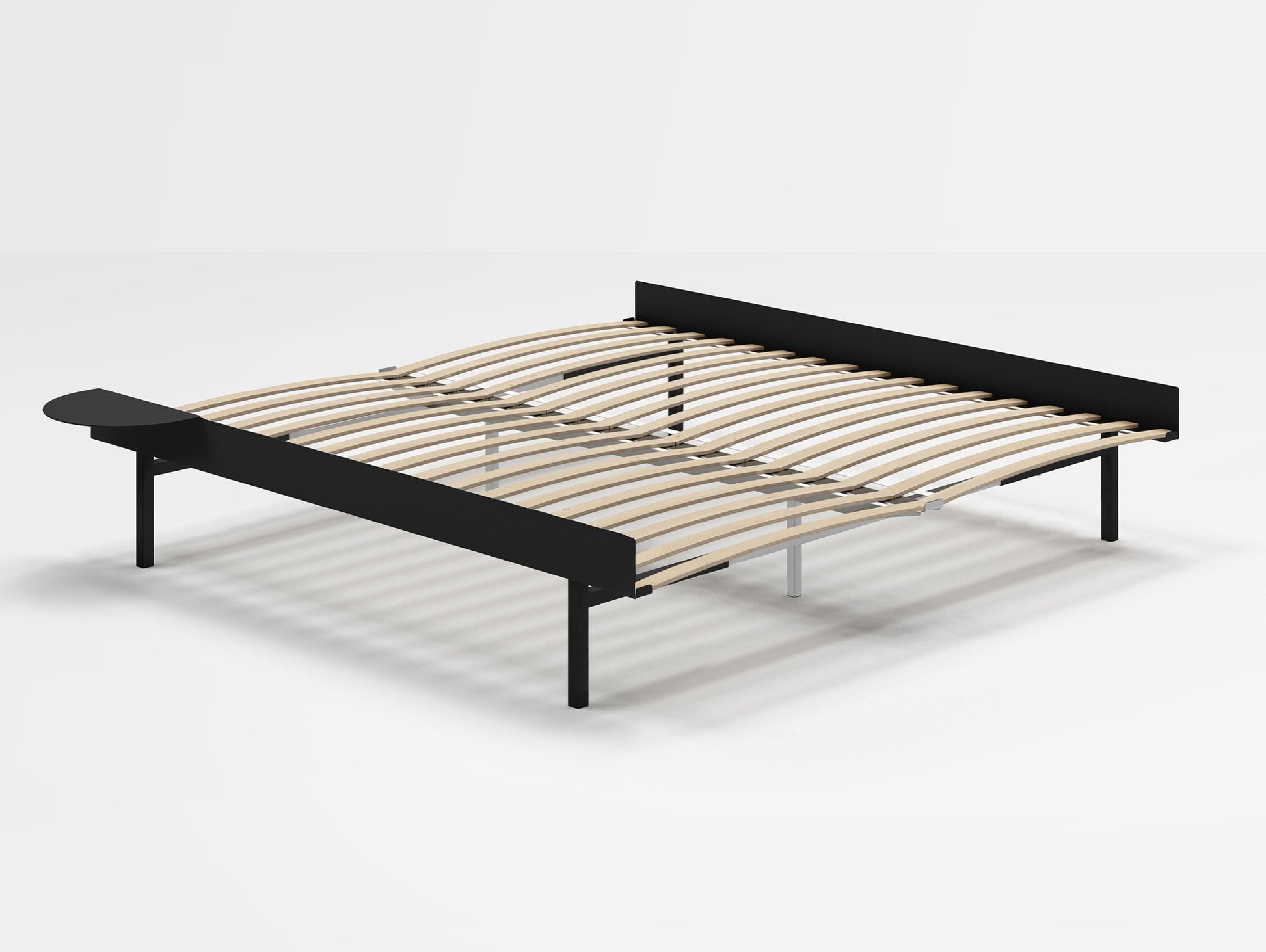 Moebe Bed 90 - 180 cm (High) Frame / with 180cm wide Slats /  1 Side Table / Black