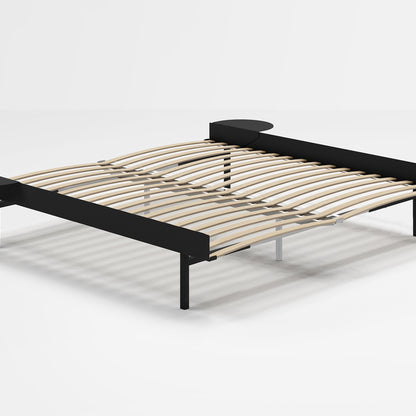 Moebe Bed 90 - 180 cm (High) Frame / with 180cm wide Slats /  2 Side Tables / Black