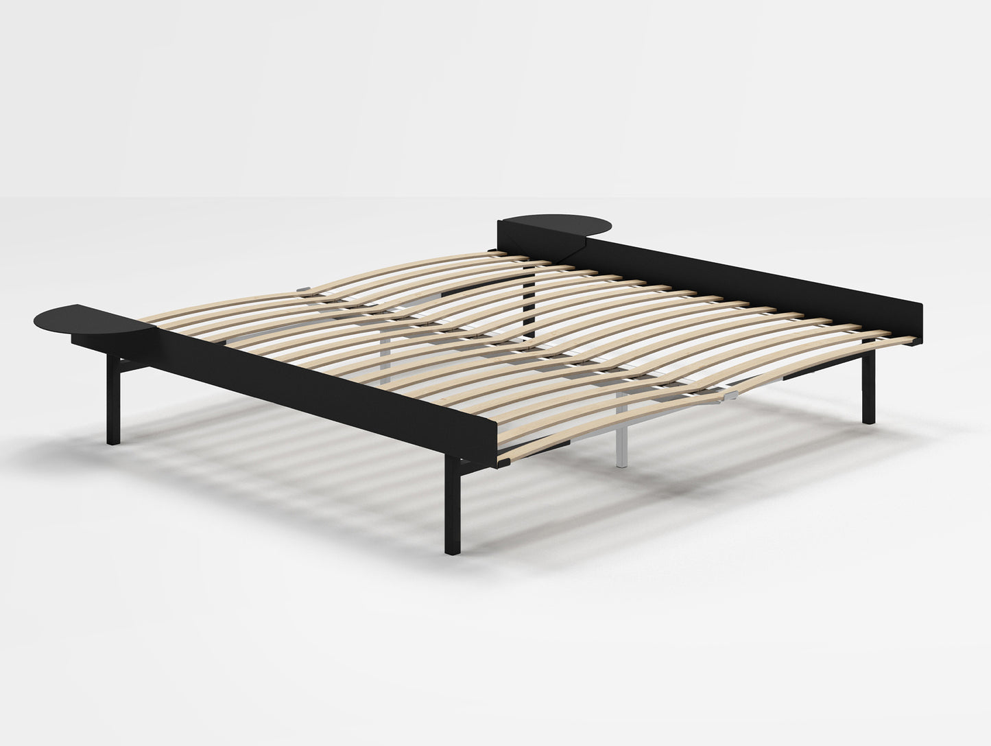Moebe Bed 90 - 180 cm (High) Frame / with 180cm wide Slats /  2 Side Tables / Black