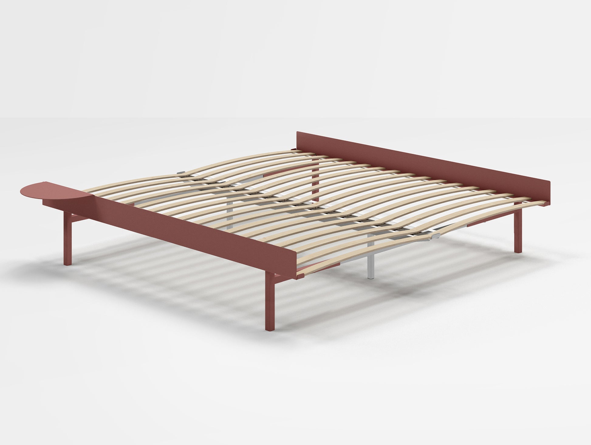 Moebe Bed 90 - 180 cm (High) Frame / with 180cm wide Slats /  1 Side Table / Dusty Rose