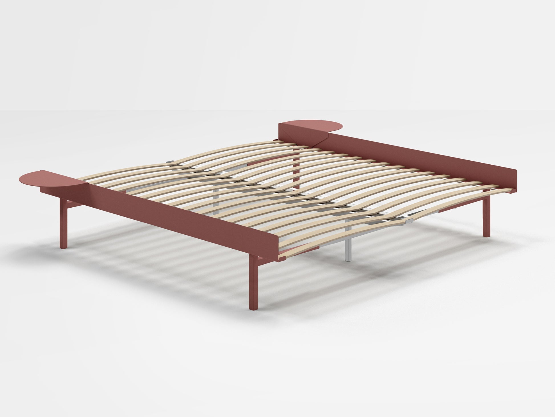 Moebe Bed 90 - 180 cm (High) Frame / with 180cm wide Slats /  2 Side Tables / Dusty Rose