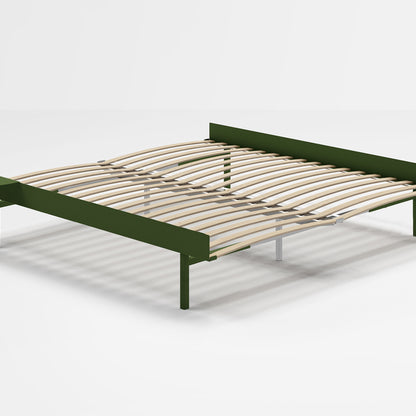 Moebe Bed 90 - 180 cm (High) Frame / with 180cm wide Slats /  1 Side Table / Pine Green