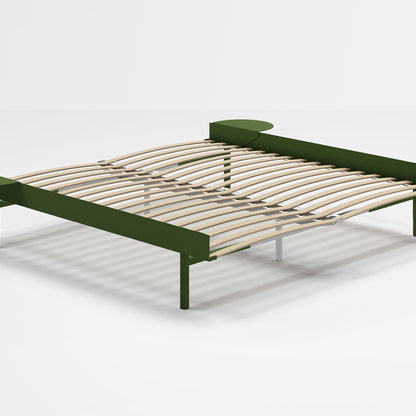 Moebe Bed 90 - 180 cm (High) Frame / with 180cm wide Slats /  2 Side Tables / Pine Green